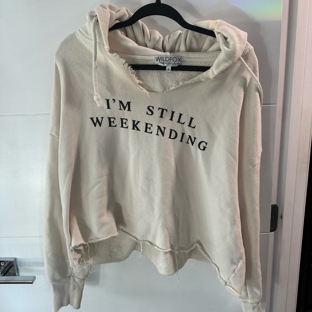 Wildfox Cream Hoodie with Graphic I’m still weekending